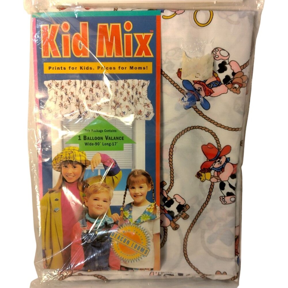 Kid Mix Curtain Balloon Valance Cowboy Western Lasso Style 1933 17x90 Vintage